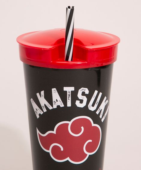 copo 2 em 1 com canudo naruto preto