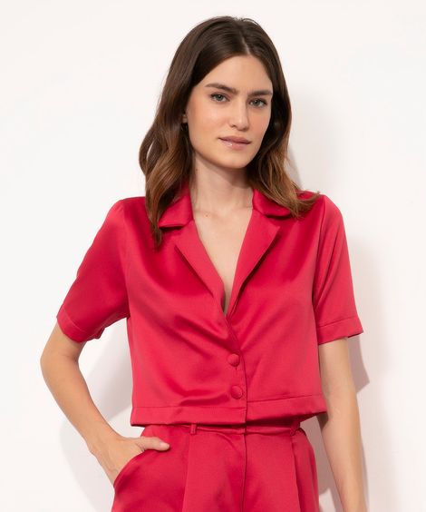blazer cropped manga curta mindset pink
