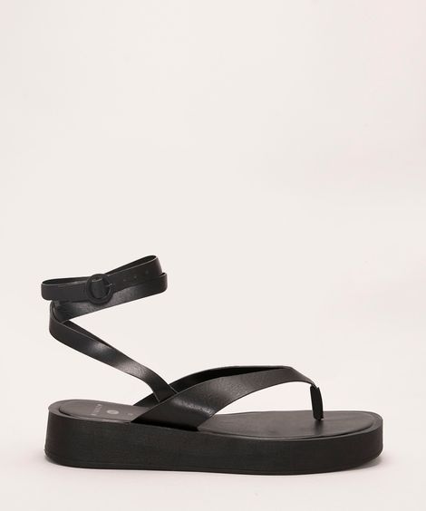 sandália flatform com tiras mindset preto