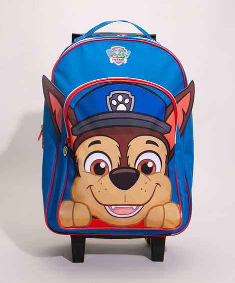 mochila infantil com rodinhas patrulha canina azul