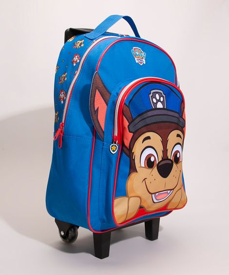 mochila infantil com rodinhas patrulha canina azul