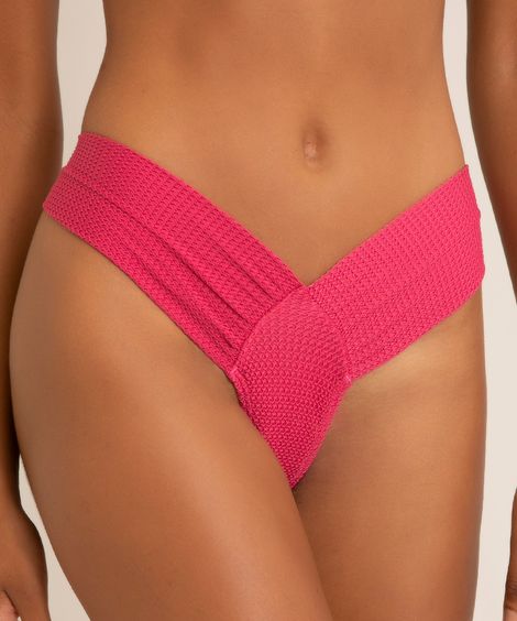 biquíni tanga triângulo com laterais franzidas e proteção uv50+ rosa