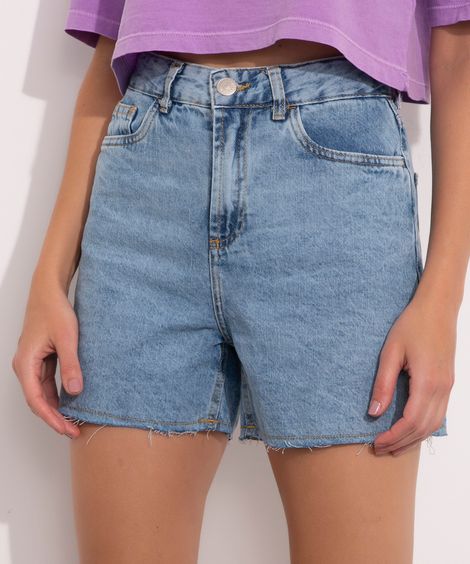 short jeans los angeles cintura alta mindset azul claro