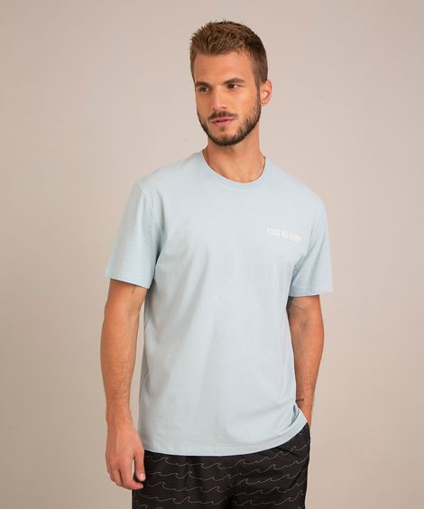 camiseta de algodão leão marinho manga curta gola careca canal off azul claro