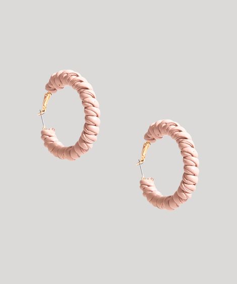 brinco de argola torcida rosa