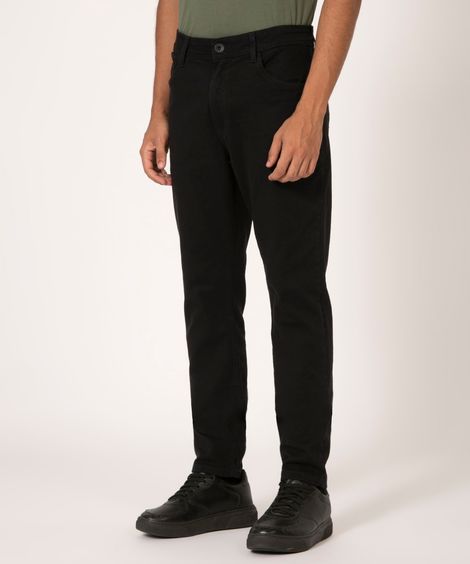 calça slim de sarja  preto