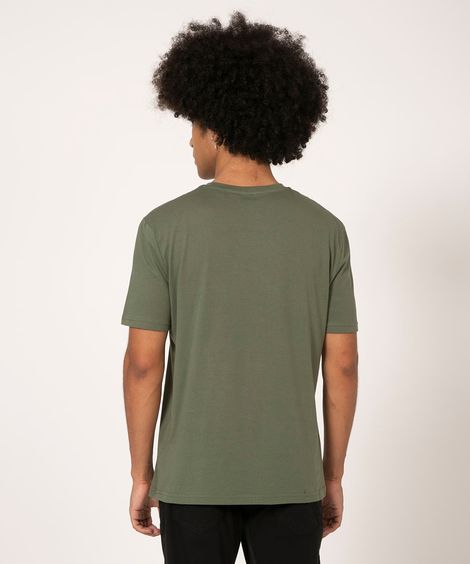 camiseta de algodão gola careca manga curta verde 1