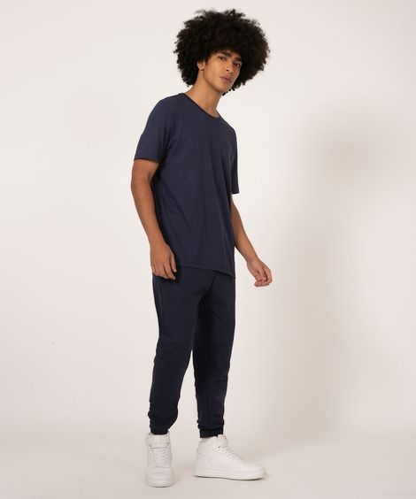 calça de moletom básica  azul marinho