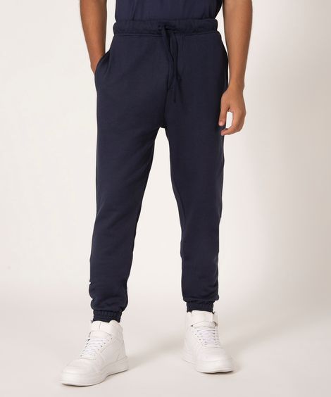 calça de moletom básica  azul marinho