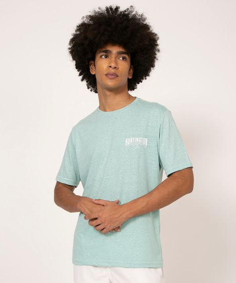 camiseta gola careca manga curta estampado  verde
