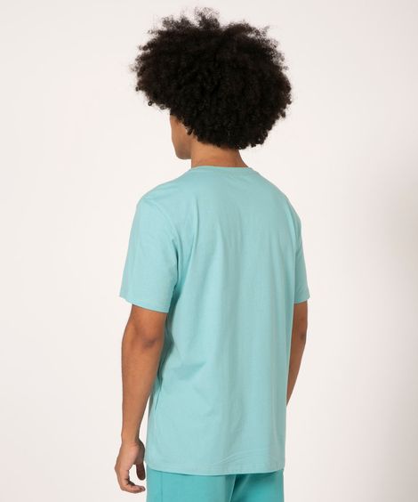 camiseta básica de algodão manga curta gola careca com bolso verde