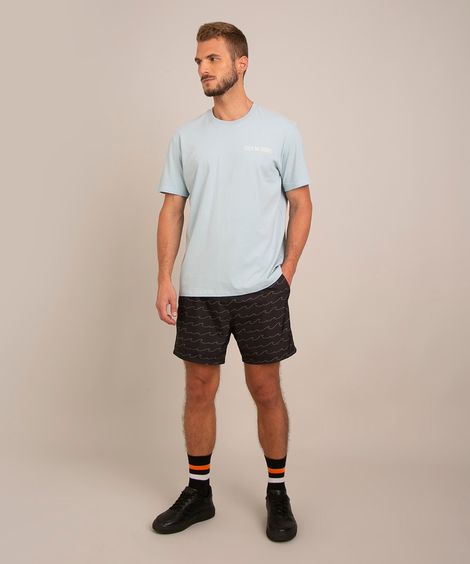 short estampado ondas minimalistas com cordão canal off preto
