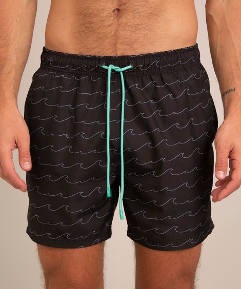 short estampado ondas minimalistas com cordão canal off preto