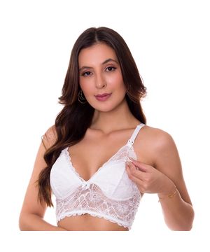 Cropped Amamentação Amamentar em Renda Sem Bojo Moda de Baixo - DR304 Branco