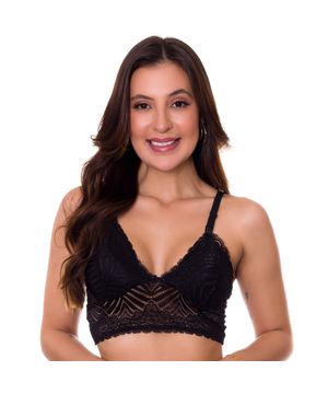 Cropped Amamentação Amamentar em Renda Sem Bojo Moda de Baixo - DR304 Preto