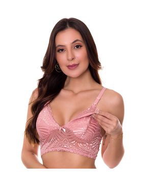 Cropped Amamentação Amamentar em Renda Sem Bojo Moda de Baixo - DR304 Rosa