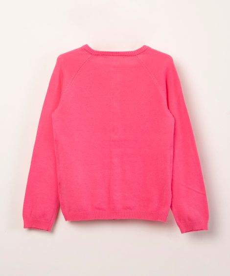 cardigan infantil básico em tricô rosa