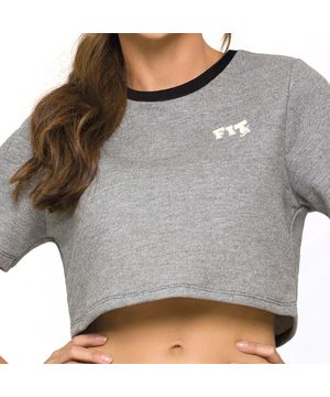 Blusa Cropped Selene Feminino Cinza