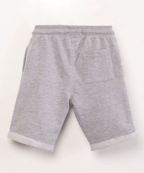 bermuda infantil básica em moletom com bolsos cinza mescla claro