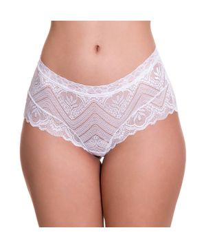 Caleçon em Renda Transparente com Fita Moda de Baixo - LB505 Branco