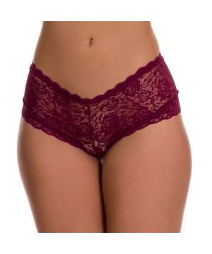 Caleçon em Renda Transparente Suzy Moda de Baixo - MF1373 Vinho