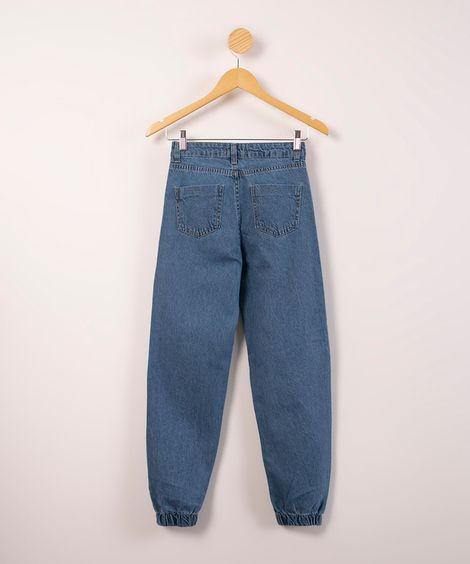 calça juvenil jogger jeans azul médio