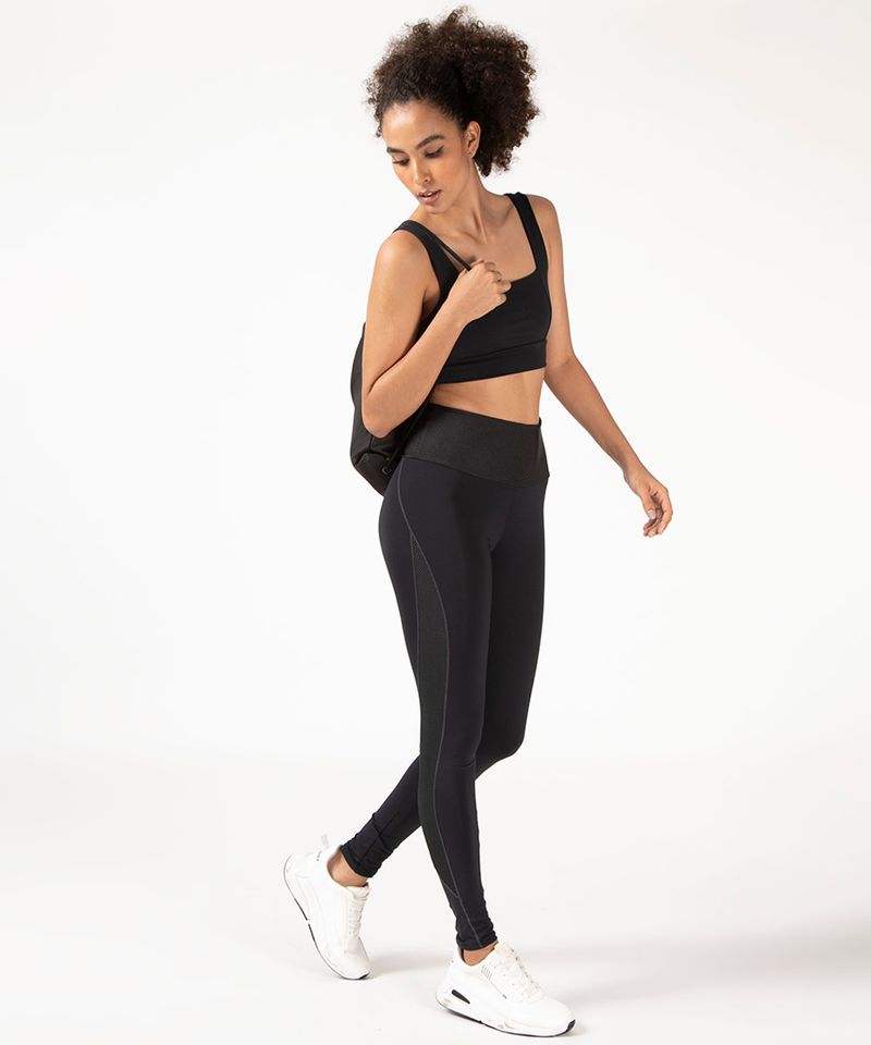 calça legging com recorte esportivo ace preto - C&A