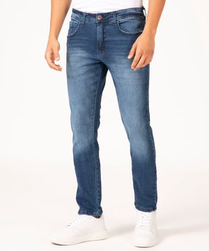 calça slim jeans básica azul escuro