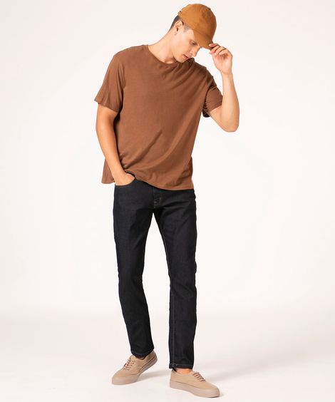 calça slim jeans básica azul escuro