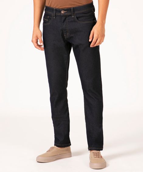 calça slim jeans básica azul escuro