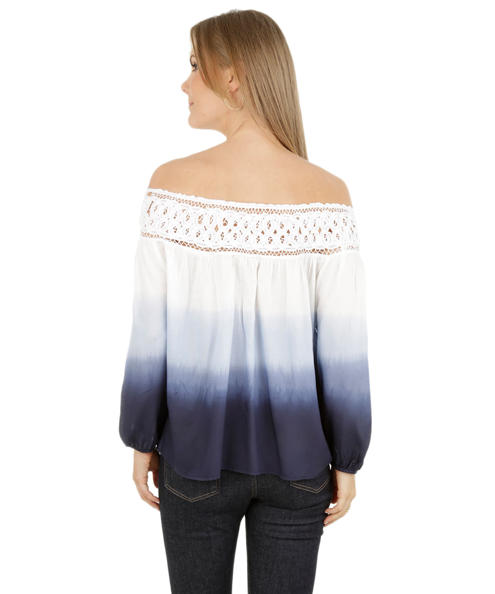 Bata Ombro a Ombro com Renda Branca