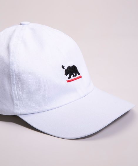 boné aba curva bordado urso  branco