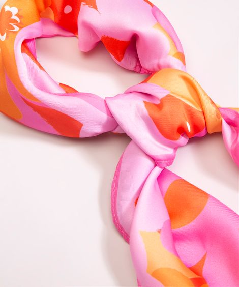 lenço estampado floral rosa