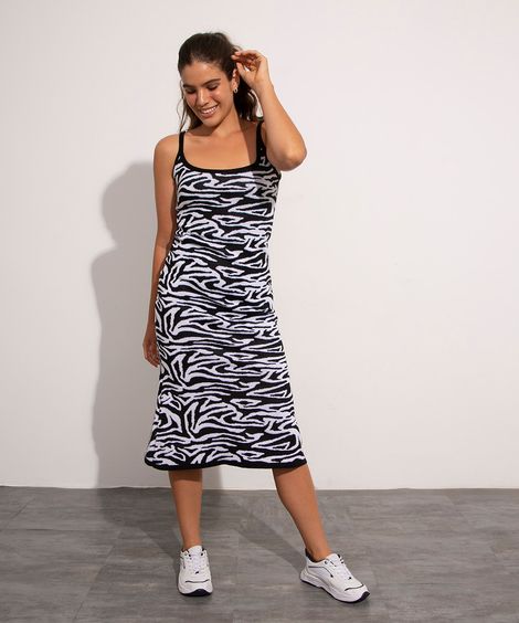 vestido midi de tricô estampa psicodélica mindset preto