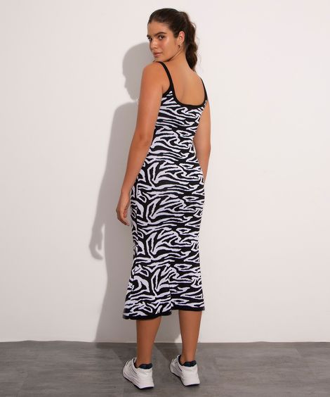 vestido midi de tricô estampa psicodélica mindset preto