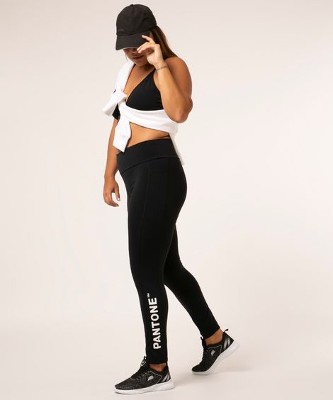 calça legging poliamida power bolso lateral pantone + preta