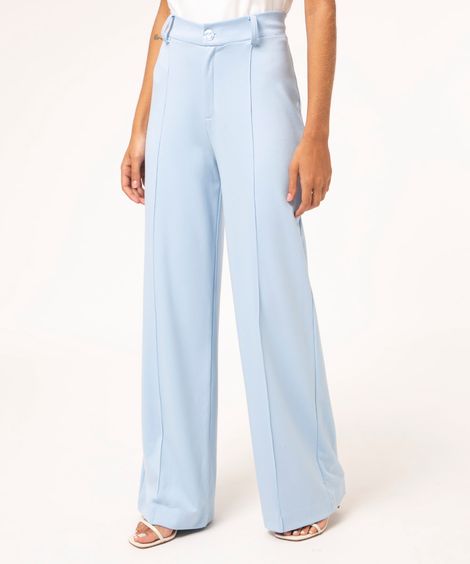 calça cintura alta vinco central  azul