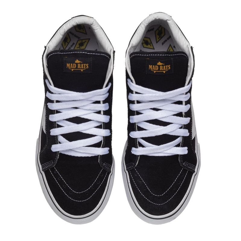 tênis unissex mad rats hi top old school preto/branco - C&A