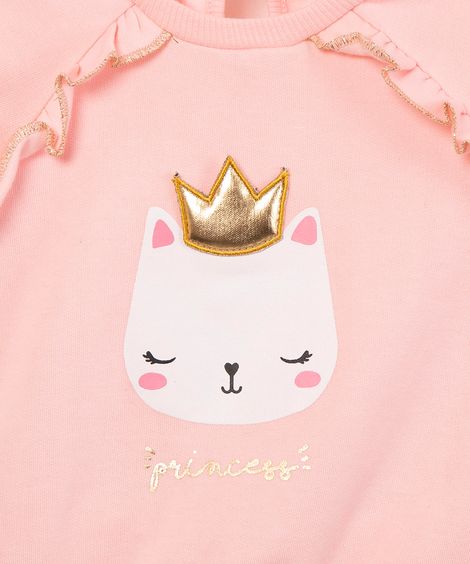 conjunto de blusa + calça gatinho rosa