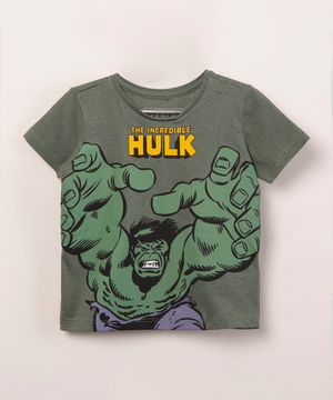 camiseta de algodão botonê hulk verde