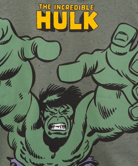 camiseta de algodão botonê hulk verde