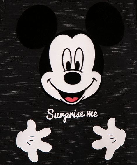 camiseta manga longa mickey preta