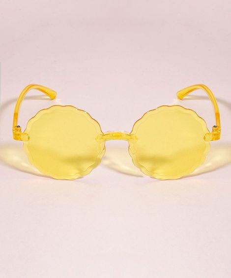 óculos de sol infantil redondo amarelo