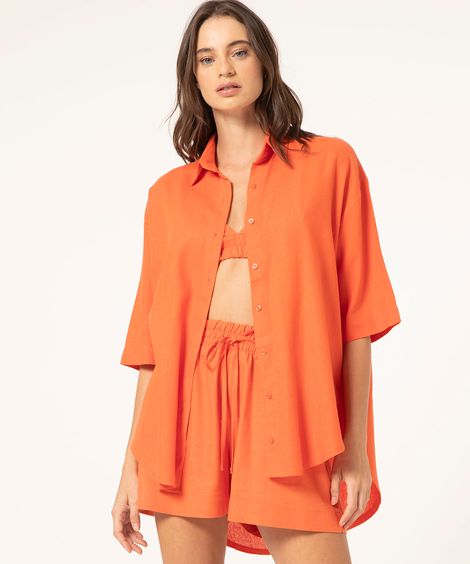 camisa oversized manga curta laranja