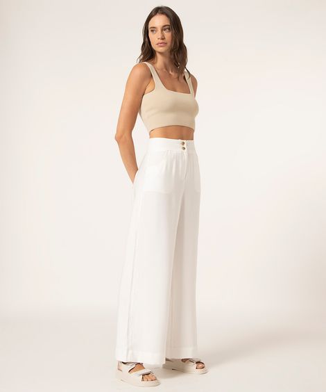 calça pantalona com bolsos off white