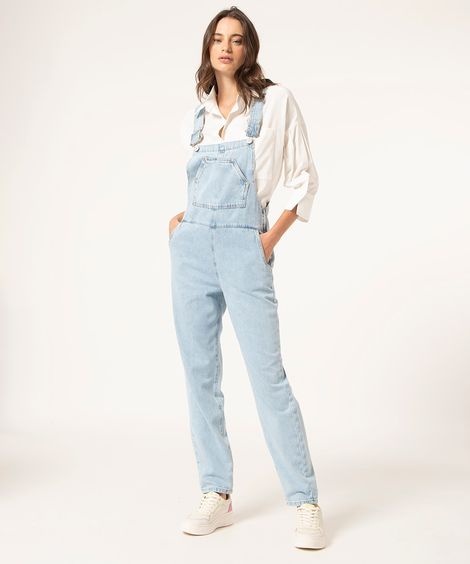 macacão jeans azul médio