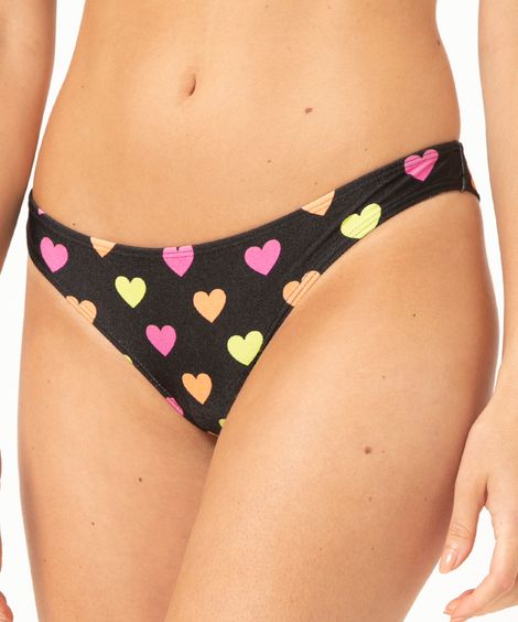biquíni tanga bombom corações com proteção uv50+ preto