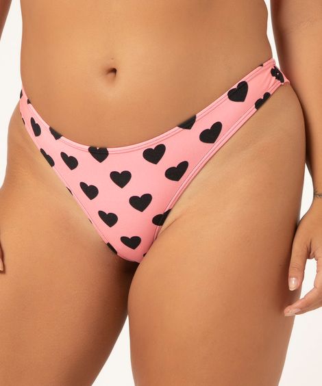 biquíni tanga bombom corações com proteção uv50+ rosa