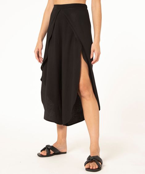 calça pareô de viscose preta