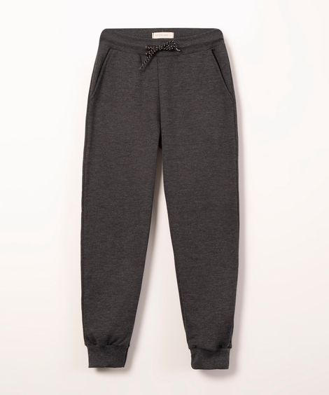 calça juvenil de moletom básica cinza escuro